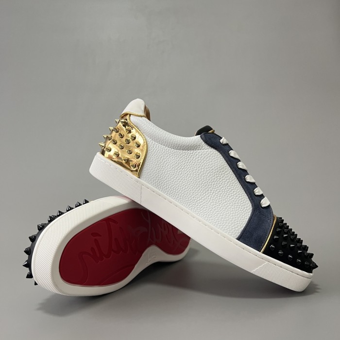NIGO Christian Louboutin Men's Spring And Autumn Rivets Metal Decoration Fashion Casual Lace-up Trainers Cowhide Hundred Modern Shoes Ngvp #nigo9888