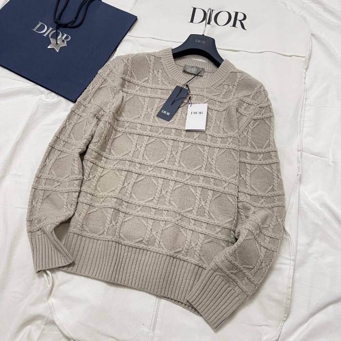 NIGO Dior Men's Spring and Autumn Solid Color Printed Ribbed Crew Neck Knit Sweater #nigo75185