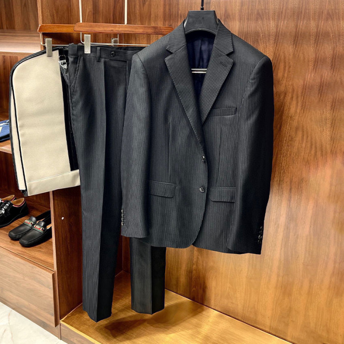 NIGO Louis Vuitton Men's Spring and Autumn Striped Solid Color Lapel Single Breasted Blazer Jacket Casual Pants Ngvp #nigo9897