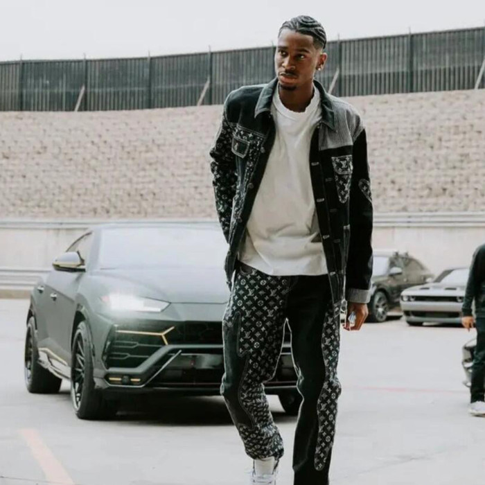 NIGO Louis Vuitton X Nigo2 Collaboration Men's Spring And Summer Structural Splicing Monogram Flower Denim Pants Fashionable Casual Wide Leg Pants #nigo71849