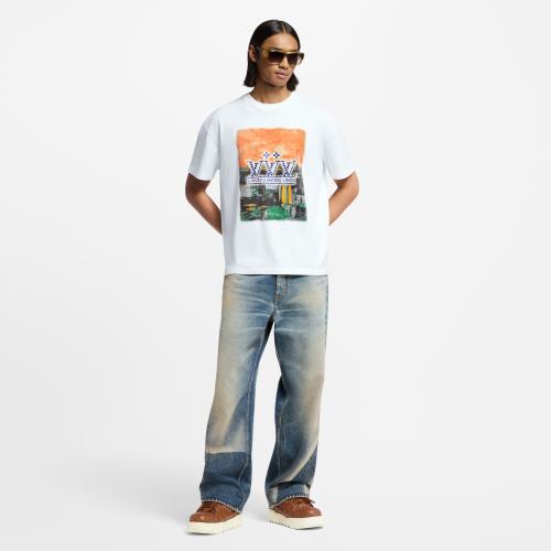 NIGO Louis Vuitton Men's Summer Embellished Graphic Cotton Crew Neck Short Sleeve T-Shirt #nigo71829