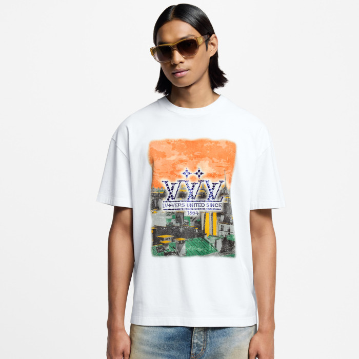 NIGO Louis Vuitton Men's Summer Embellished Graphic Cotton Crew Neck Short Sleeve T-Shirt #nigo71829