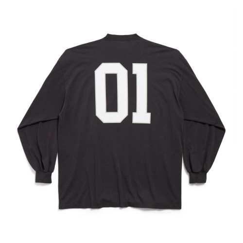 NIGO Balenciaga Basketball Series Men’s Washed Black White Vintage Plain Knit Oversized Fit Long Sleeve T-shirt Vintage 01 Jersey High Street T-shirt Top Spring Summer #nigo71858