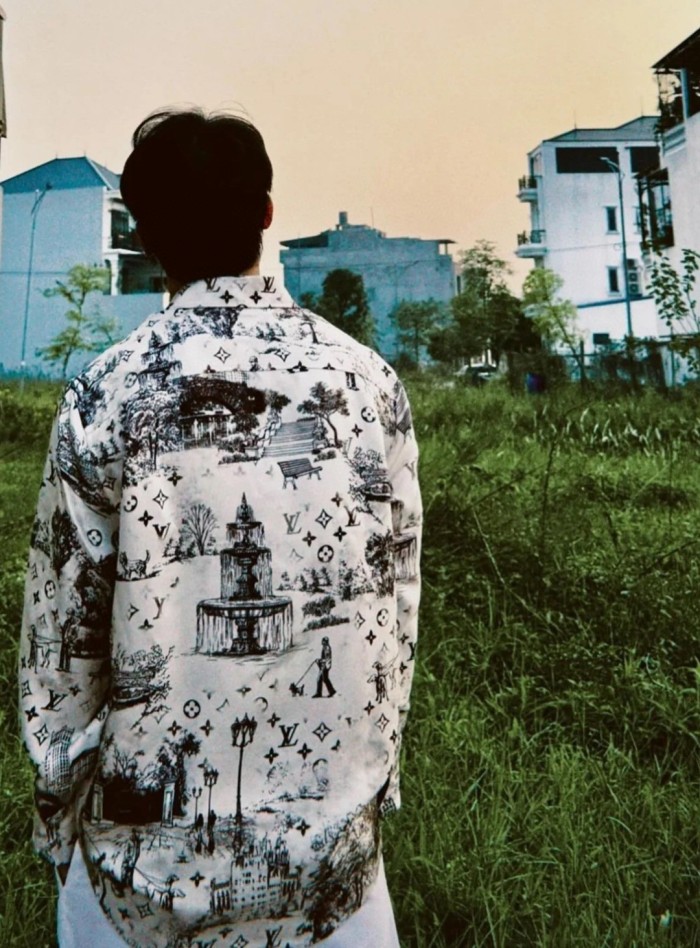 NIGO Louis Vuitton Men's Spring, Summer And Fall Logo Full Print Lapel Solid Color Long Sleeve Silk Shirt #nigo71833