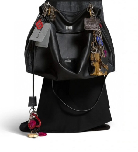 NIGO Balenciaga Men's And Women's Black Large Capacity Tote Bag Handbag Casual Leather Gold And Silver Button Handbag Bags 7897442AA7B1000 Ngvp #nigo7932