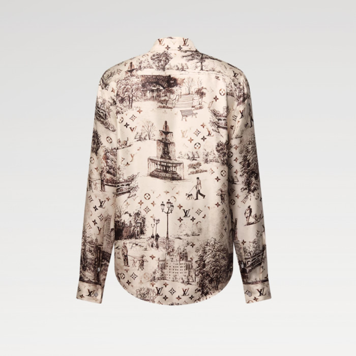 NIGO Louis Vuitton Men's Spring, Summer And Fall Logo Full Print Lapel Solid Color Long Sleeve Silk Shirt #nigo71833