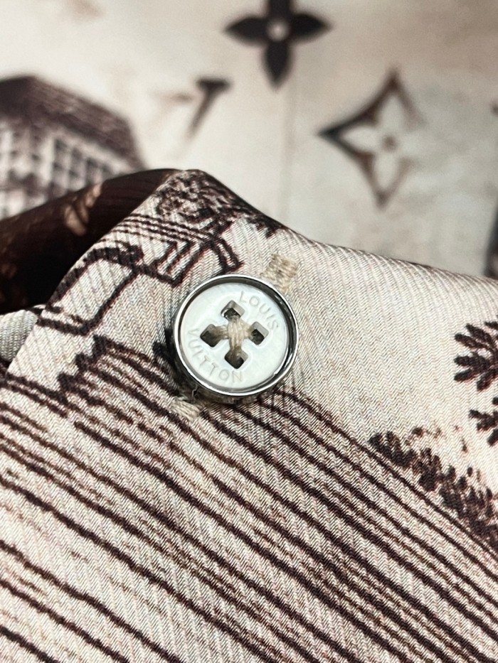 NIGO Louis Vuitton Men's Spring, Summer And Fall Logo Full Print Lapel Solid Color Long Sleeve Silk Shirt #nigo71833