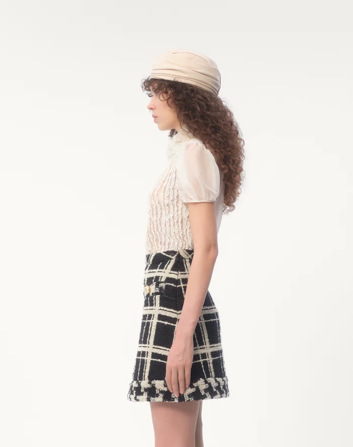 NIGO Valentino Women's Summer Silk Ruffle Vintage Bubble Sleeve Solid Color Chiffon Shirt Ngvp #nigo9911