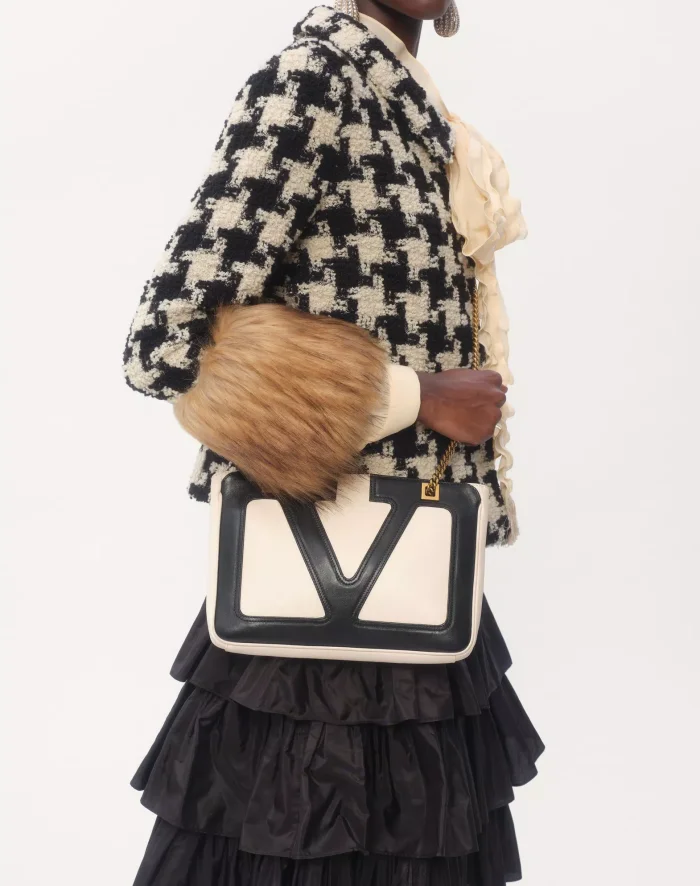 NIGO Valentino Women's Spring & Autumn  Thousand Bird Pattern Lapel Wool Macro Pied De Poule Tweed Short Jacket Ngvp #nigo9912