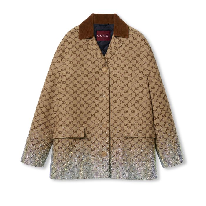 NIGO Gucci Ladies Spring And Summer Embroidery GG Canvas Coat Rhinestone Gradient Lapel Suit Jacket Temperament Fashion Thin Package Hip  Short Skirt Suit Set  #nigo71861