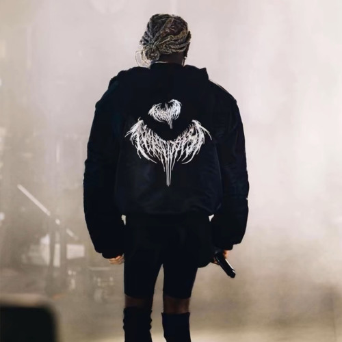 NIGO GRAILZ Playboi Carti Narcissist Cropped Bomber Jacket Men's Autumn And Winter Embroidered Logo Zipper Long Sleeve Solid Color Hooded Jacket Coat #nigo71839