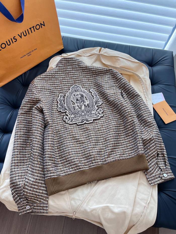 NIGO Louis Vuitton Men's Spring Autumn Monogrammed Jacquard Wool Harrington Blouson Zipper Long Sleeve Jacket #nigo71837