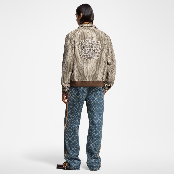 NIGO Louis Vuitton Men's Spring Autumn Monogrammed Jacquard Wool Harrington Blouson Zipper Long Sleeve Jacket #nigo71837
