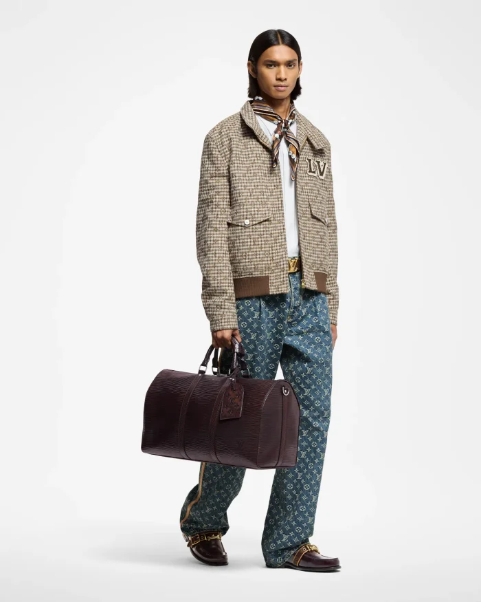 NIGO Louis Vuitton Men's Spring Autumn Monogrammed Jacquard Wool Harrington Blouson Zipper Long Sleeve Jacket #nigo71837