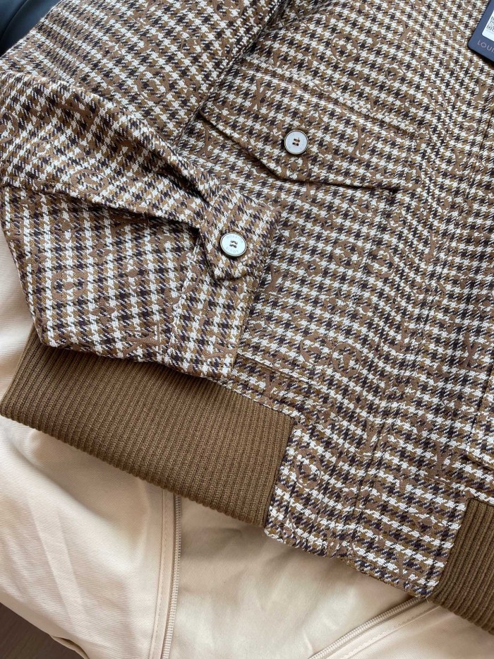NIGO Louis Vuitton Men's Spring Autumn Monogrammed Jacquard Wool Harrington Blouson Zipper Long Sleeve Jacket #nigo71837