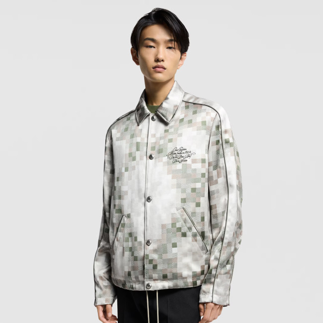 NIGO Louis Vuitton Men's Spring Graphic Coach Jacket Jacquard Drawstring Hem Long Sleeve Single Breasted Coat #nigo71876