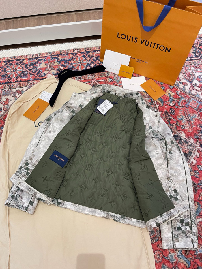 NIGO Louis Vuitton ﻿ Men's Spring Graphic Coach Jacket Jacquard Drawstring Hem Long Sleeve Single Breasted Coat #nigo71876