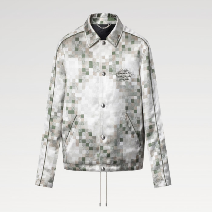 NIGO Louis Vuitton ﻿ Men's Spring Graphic Coach Jacket Jacquard Drawstring Hem Long Sleeve Single Breasted Coat #nigo71876
