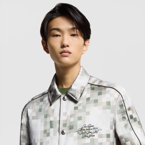 NIGO Louis Vuitton ﻿ Men's Spring Graphic Coach Jacket Jacquard Drawstring Hem Long Sleeve Single Breasted Coat #nigo71876