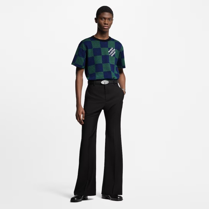 NIGO Louis Vuitton ﻿Men's Summer Check Letter Jacquard Damier Cotton Crewneck Round Neck Solid Color Short Sleeve T-Shirt #nigo71878