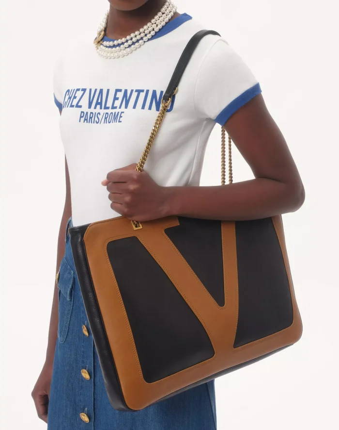 NIGO Valentino Women's Summer Colorblocked Letter Round Neck Solid Color Straight Jersey Cotton Short Sleeve T-Shirt #nigo71887