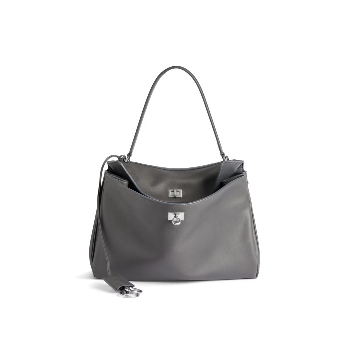 NIGO Balenciaga Women's Solid Color Large Capacity Rodeo Small Tote Casual Leather Silver Button Casual Shoulder Crossbody Bags Ngvp #nigo9917