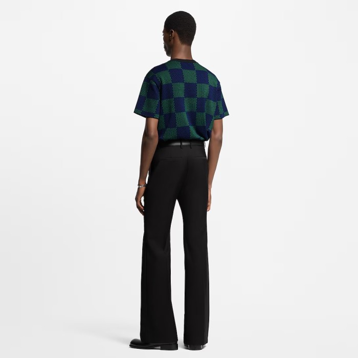 NIGO Louis Vuitton ﻿Men's Summer Check Letter Jacquard Damier Cotton Crewneck Round Neck Solid Color Short Sleeve T-Shirt #nigo71878