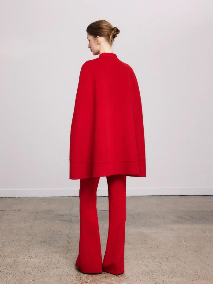 NIGO Valentino Women's Autumn And Winter Solid Color Wool Bowknot Single Breasted Compact Drap Cape Shawl Coat #nigo9918