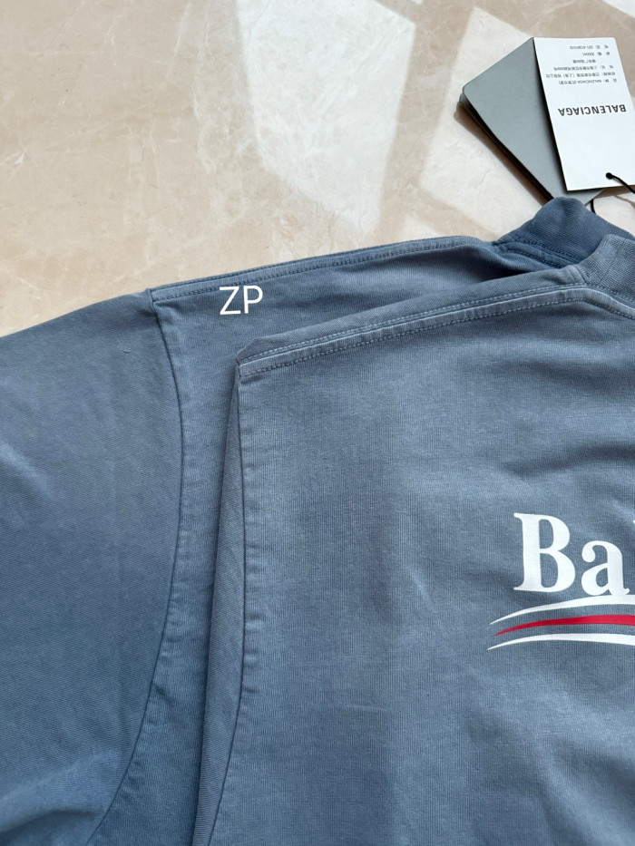 NIGO Balenciaga Men's Summer Half Turtleneck Cotton Washed Gradient Logo Print Short Sleeve Political Campaign T-Shirt #nigo71898
