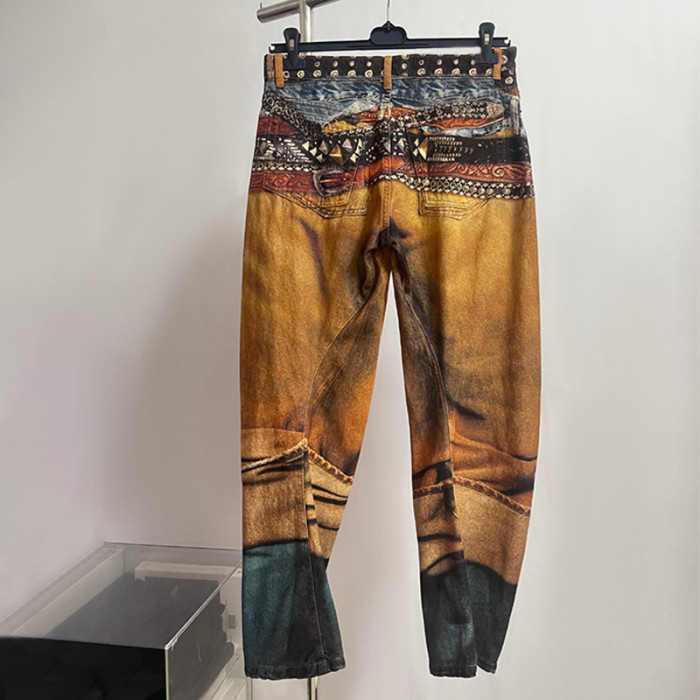 NIGO Ngvp Men's Four Seasons 3D Printed Low Rise Solid Color Loose Jeans Autonomous Label-Free Casual Pants #nigo9923