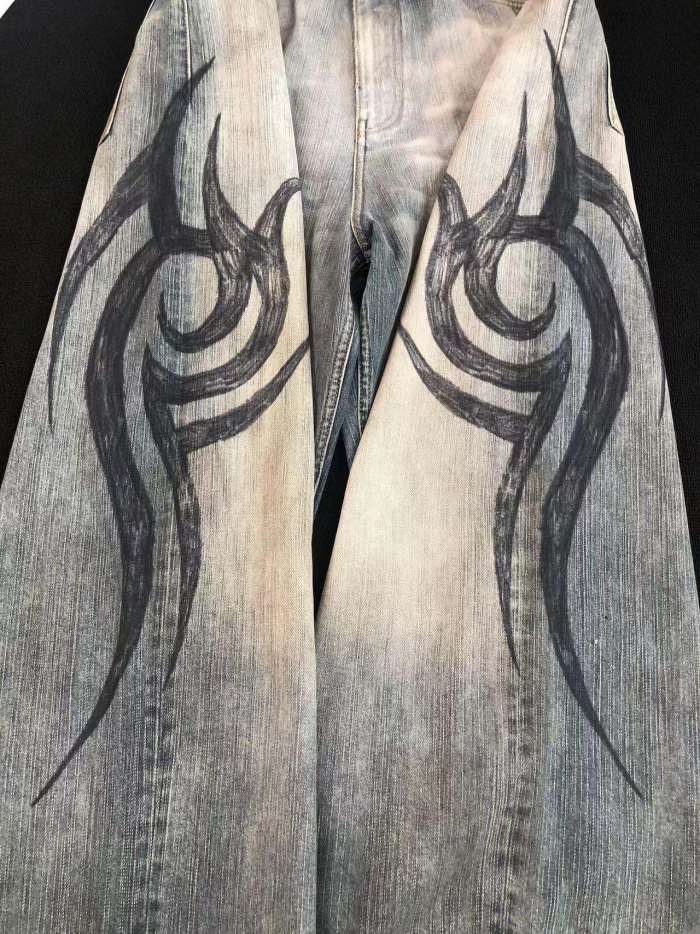 NIGO Men's Four Seasons Pattern Printed Solid Color Loose Cotton Jeans Autonomous Label-Free Casual Pants Ngvp #nigo9921