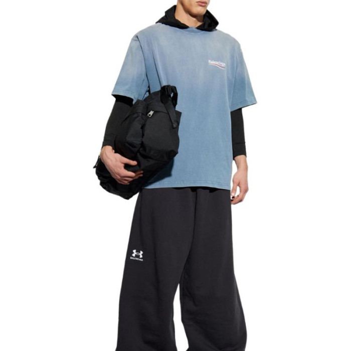 NIGO Balenciaga Men's Summer Half Turtleneck Cotton Washed Gradient Logo Print Short Sleeve Political Campaign T-Shirt #nigo71898