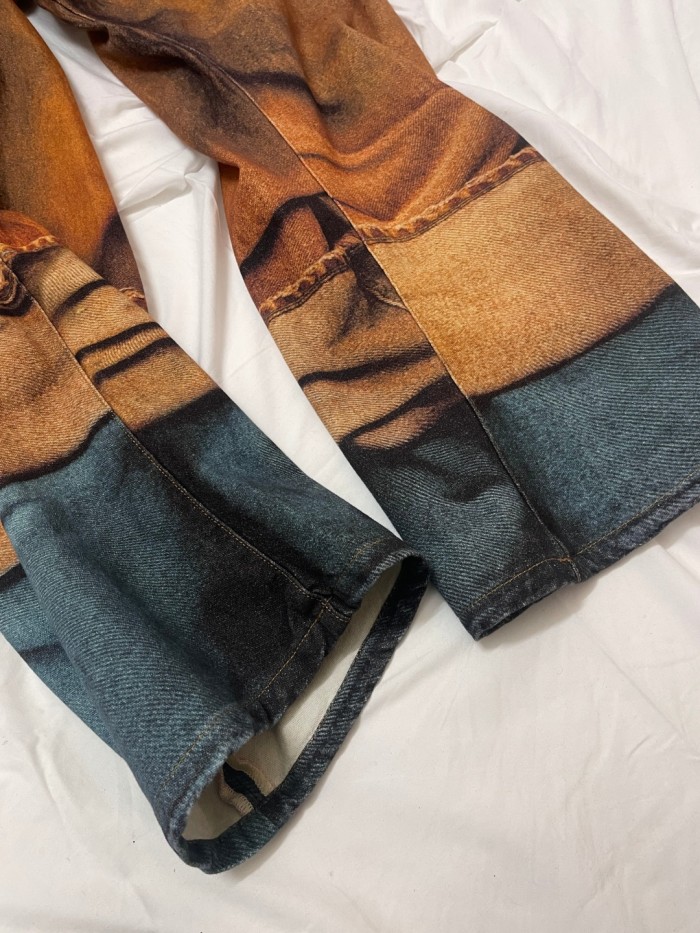 NIGO Ngvp Men's Four Seasons 3D Printed Low Rise Solid Color Loose Jeans Autonomous Label-Free Casual Pants #nigo9923