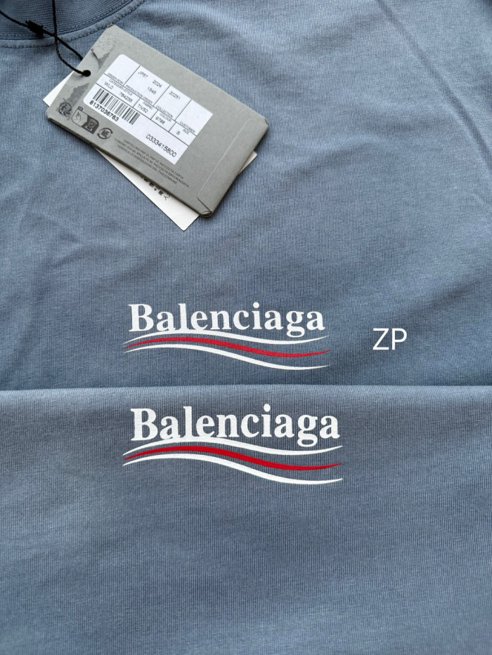 NIGO Balenciaga Men's Summer Half Turtleneck Cotton Washed Gradient Logo Print Short Sleeve Political Campaign T-Shirt #nigo71898