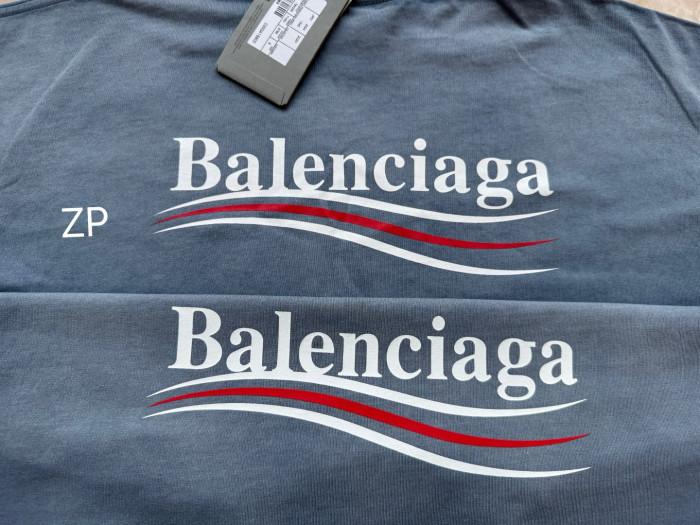 NIGO Balenciaga Men's Summer Half Turtleneck Cotton Washed Gradient Logo Print Short Sleeve Political Campaign T-Shirt #nigo71898