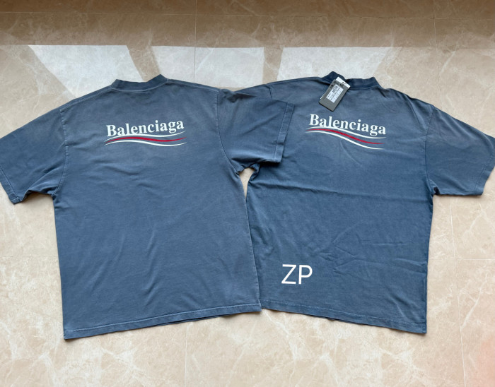 NIGO Balenciaga Men's Summer Half Turtleneck Cotton Washed Gradient Logo Print Short Sleeve Political Campaign T-Shirt #nigo71898