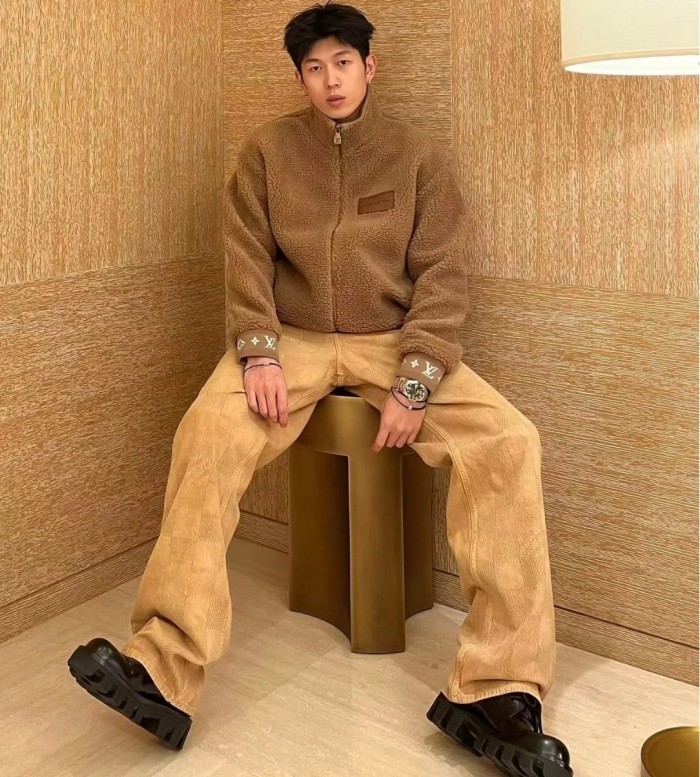 NIGO Louis Vuitton Men's Spring And Autumn Damier Collarless Cotton Lettered Jacquard Workwear Jacket Casual Solid Color Work Pants #nigo71922
