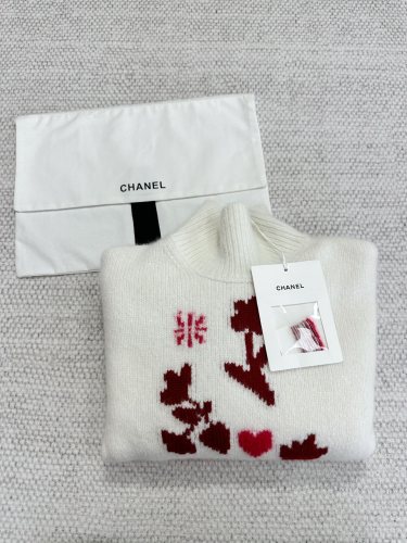 NIGO Chanel Women's Spring, Autumn And Winter Floral Embroidery Solid Color High Neck Pullover Long Sleeve Cashmere Knit Sweater #nigo71915