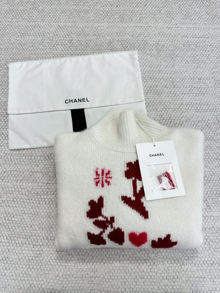 NIGO Chanel Women's Spring, Autumn And Winter Floral Embroidery Solid Color High Neck Pullover Long Sleeve Cashmere Knit Sweater #nigo71915