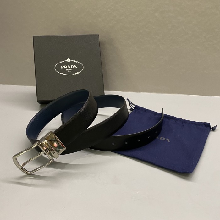 NIGO Prada Men's Reversible Saffiano Cow Leather Belt Casual Jewelry Accessories #nigo71917