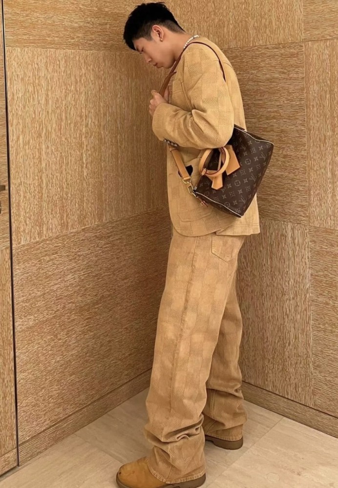 NIGO Louis Vuitton Men's Spring And Autumn Damier Collarless Cotton Lettered Jacquard Workwear Jacket Casual Solid Color Work Pants #nigo71922
