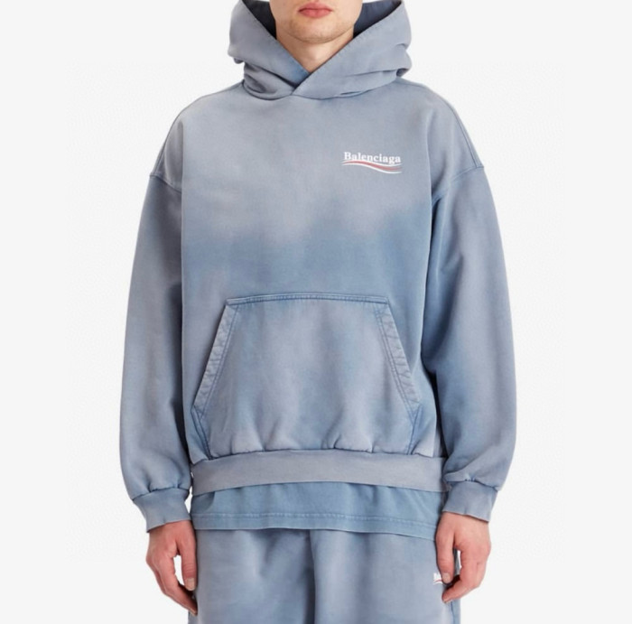 NIGO Balenciaga Men's Spring And Autumn Solid Color Washed Gradient Cotton Pullover Fitted Hooded Sweatshirt #nigo71921