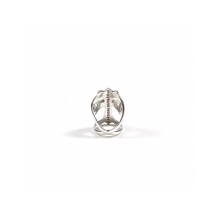 NIGO Chrome Hearts Men's Women's Diamond Personalized Simple S925 Silver Cross Ring  Accessories #nigo71925