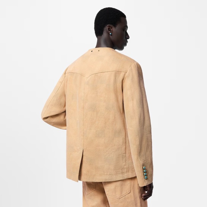 NIGO Louis Vuitton Men's Spring And Autumn Damier Collarless Cotton Lettered Jacquard Workwear Jacket Casual Solid Color Work Pants #nigo71922