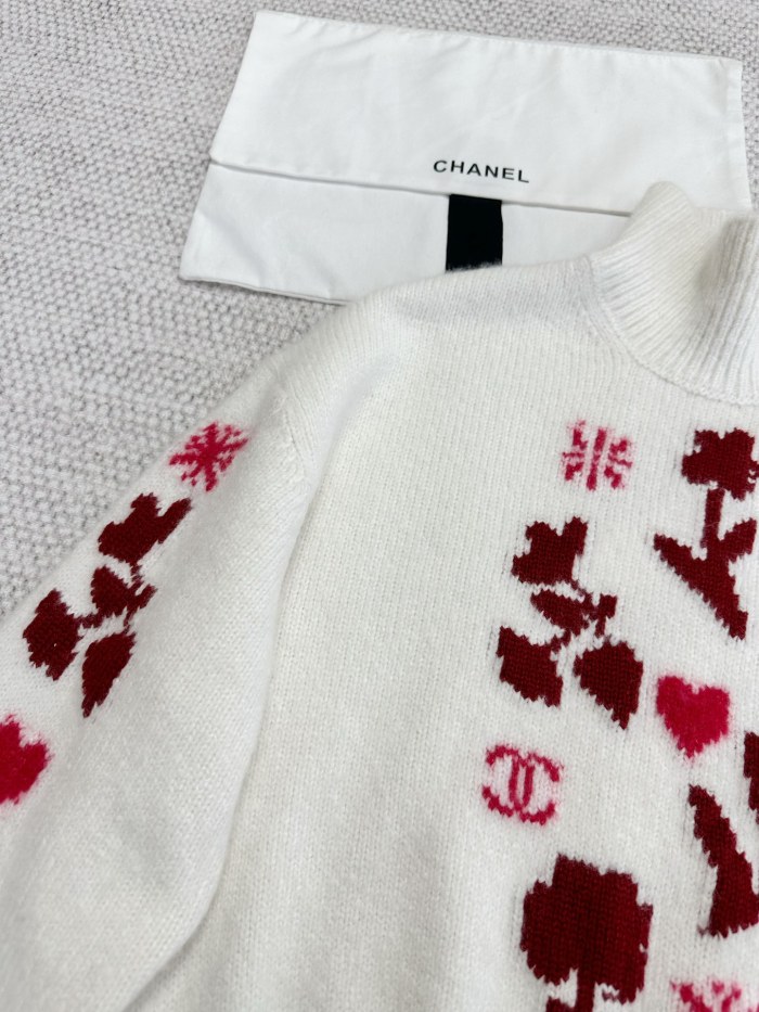 NIGO Chanel Women's Spring, Autumn And Winter Floral Embroidery Solid Color High Neck Pullover Long Sleeve Cashmere Knit Sweater #nigo71915