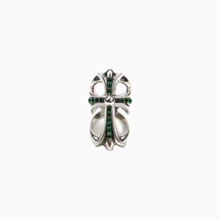 NIGO Chrome Hearts Men's Women's Diamond Personalized Simple S925 Silver Cross Ring  Accessories #nigo71925