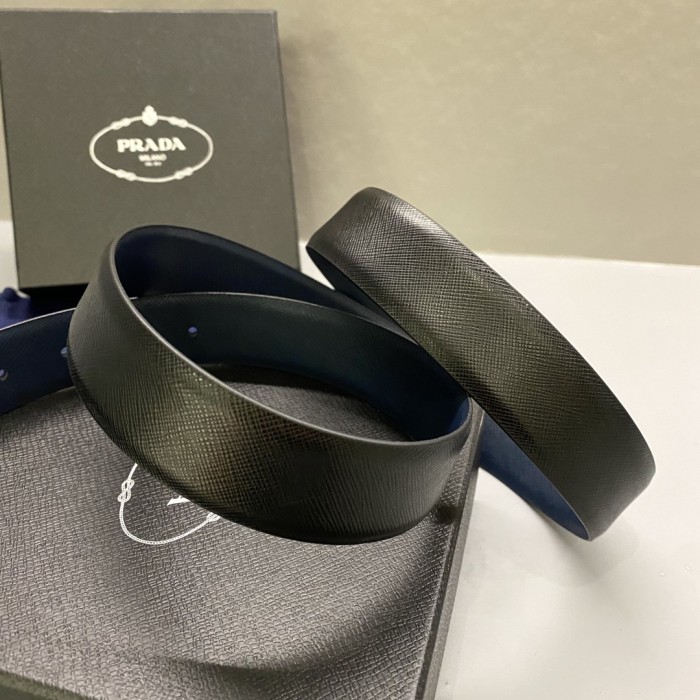 NIGO Prada Men's Reversible Saffiano Cow Leather Belt Casual Jewelry Accessories #nigo71917
