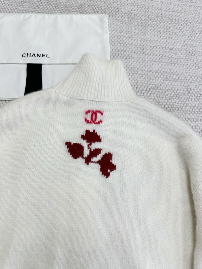 NIGO Chanel Women's Spring, Autumn And Winter Floral Embroidery Solid Color High Neck Pullover Long Sleeve Cashmere Knit Sweater #nigo71915