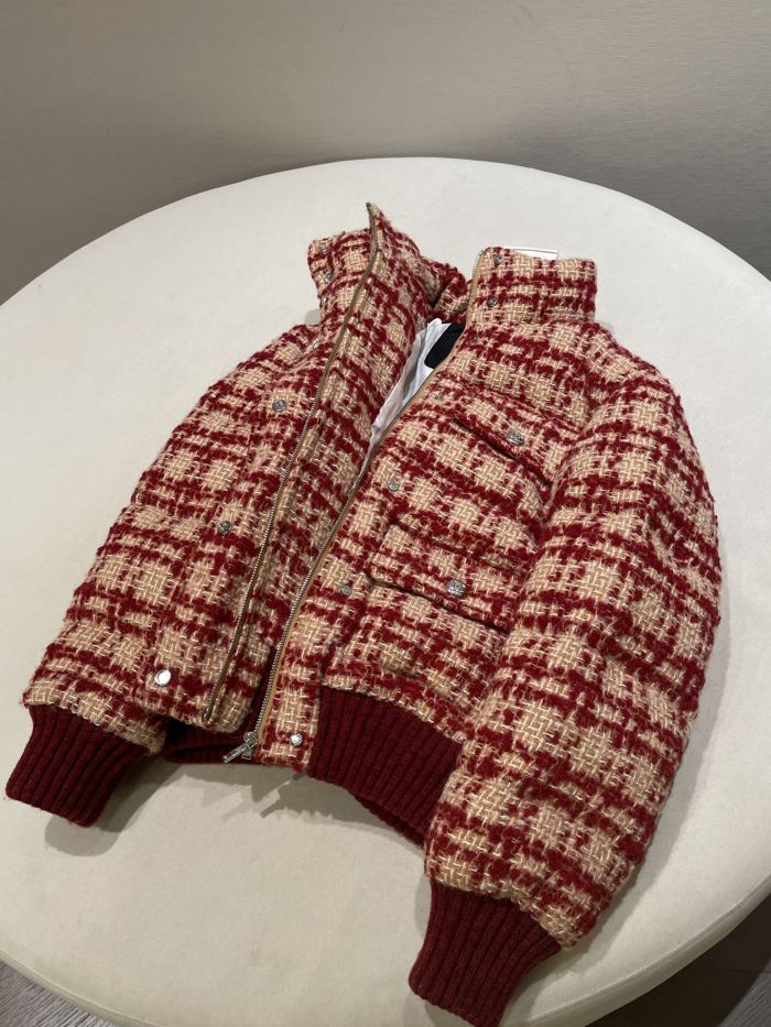 NIGO Chanel Women's Autumn And Winter Standing Collar Colorblocking Plaid Wool Vintage Puffer Down Jacket #nigo71913