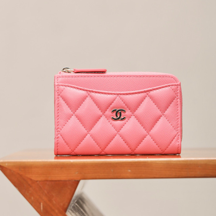NIGO Chanel Women's Solid Color Card Case Zipper Closure Leather Wallet Coin Purse Bags Bag #nigo71929
